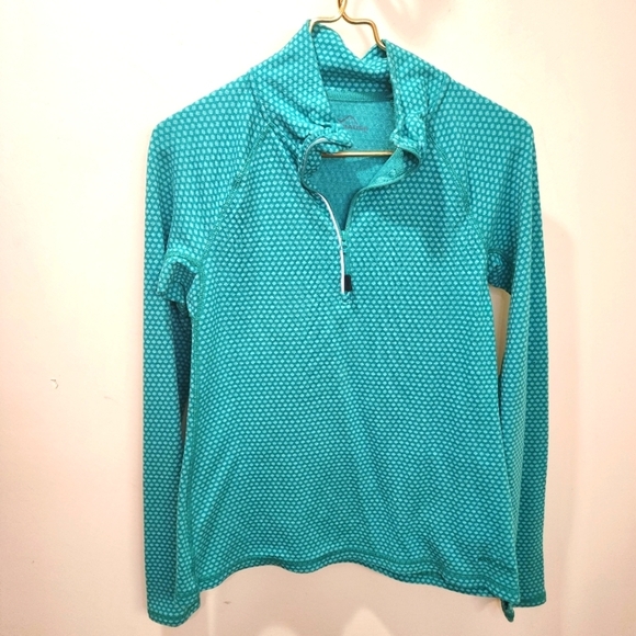 Eddie Bauer Green Polka Dot Athletic Pullover 1/4 zipper long Sleeves sh… - Picture 1 of 12